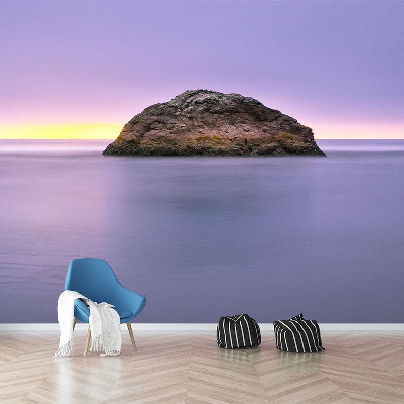 Huge Sea Mural Decal Decorative Modern Style Moisture Resistant in Light Color