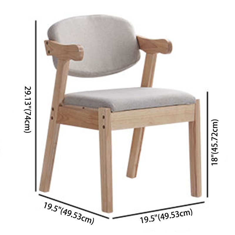 Contemporary Dining Arm Chair Open Back Side Chair with Wood Legs for Home Use