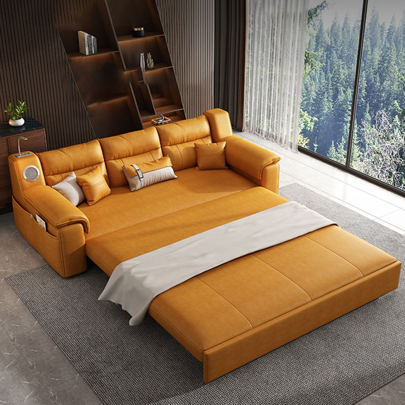 32" Wide Scandinavian Sofa Futon Foldable Orange Sleeper Sofa