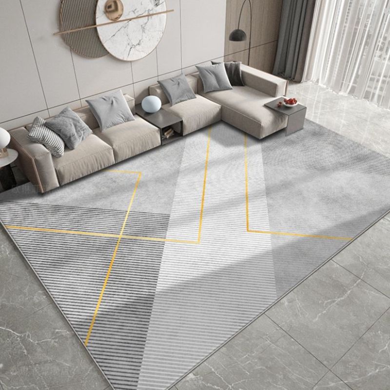 Orange Modern Carpet Polyester Line Carpet Non-Slip Backing Carpet for Living Room