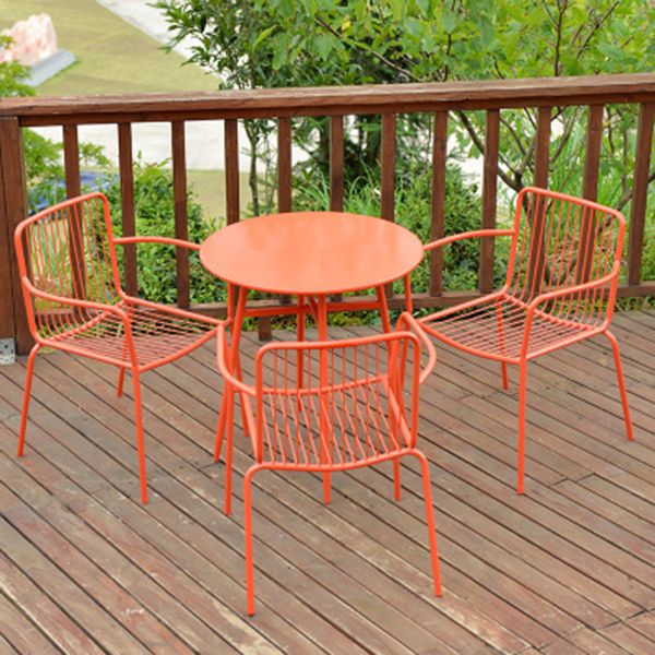 Modern Round Dining Set 1/3/4/5 Pieces Metal Dining Table Set for Outdoor