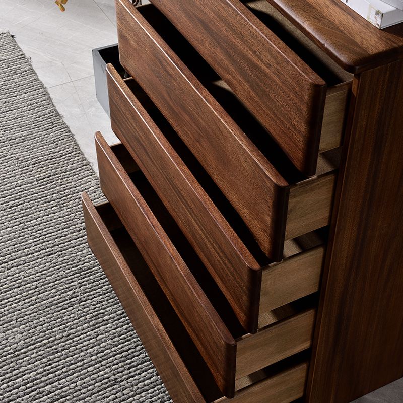 Mid-Century Modern Accent Chest with 5 Drawers Rectangle Chest