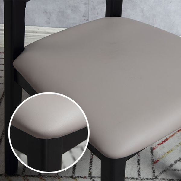 Industrial Ash Open Side Chair Matte Finish Upholstered Dining Chair with Black Legs