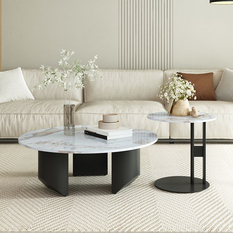 Modern Slate Coffee Table Round Coffee Table for Living Room