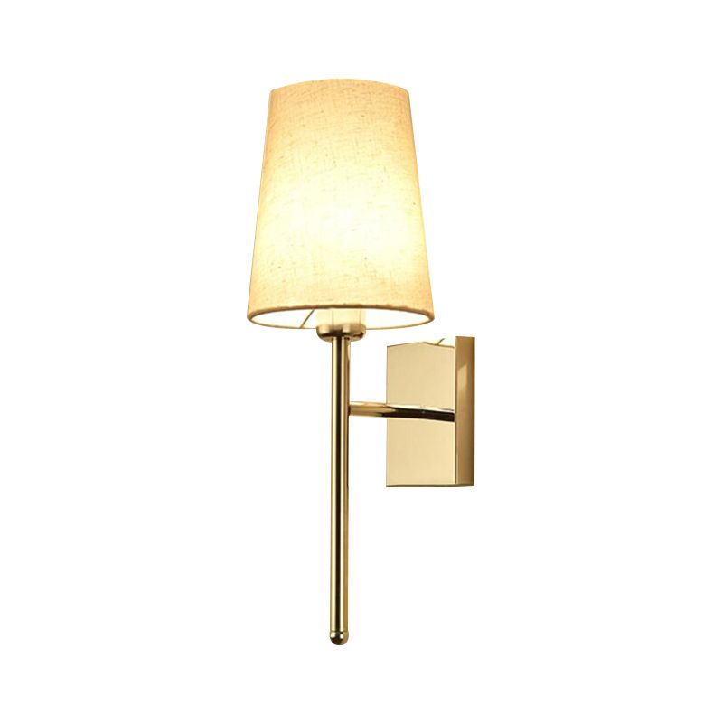 Tapered Wall Sconce Lighting Modernism Fabric LED Wall Mount Light in Chrome for Bedside