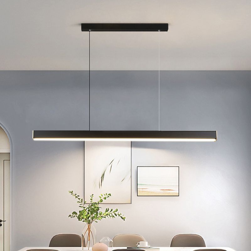 Linear Ceiling Pendant Light Minimalist Mental 1 Light Hanging Lamp