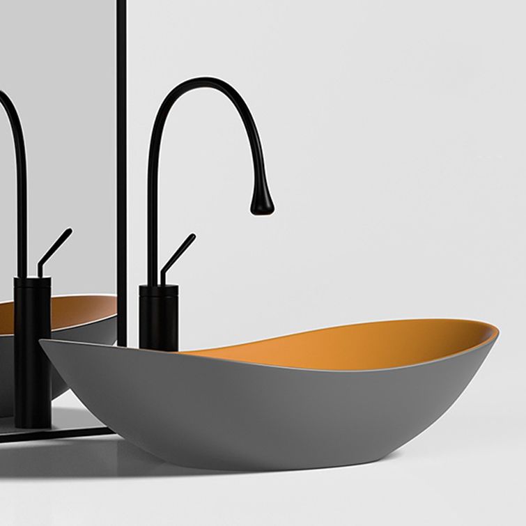 Modern Vessel Bathroom Sink Oval Porcelain with Faucet and Drain Assembly Basin Sink