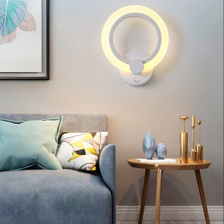 Amplia de la pared LED blanca acrílica en la lámpara de pared geométrica de hierro forjado de estilo conciso moderno para espacios interiores