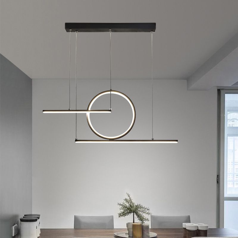 Modern Minimalist Style Linear Island Light Fixture Metal Pendant Light