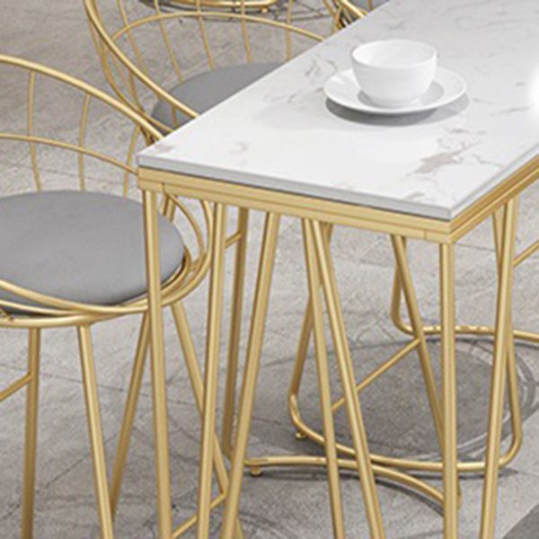 Glam Style Rectangle Bar Table Faux Marble 4 Legs Bar Wine Table
