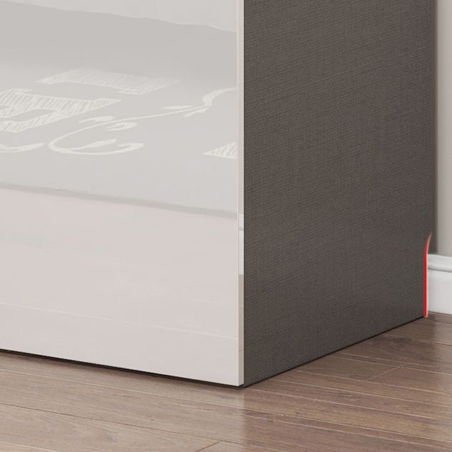 White Mirrored Finish Wardrobe Armoire Engineered Wood Wardrobe Cabinet