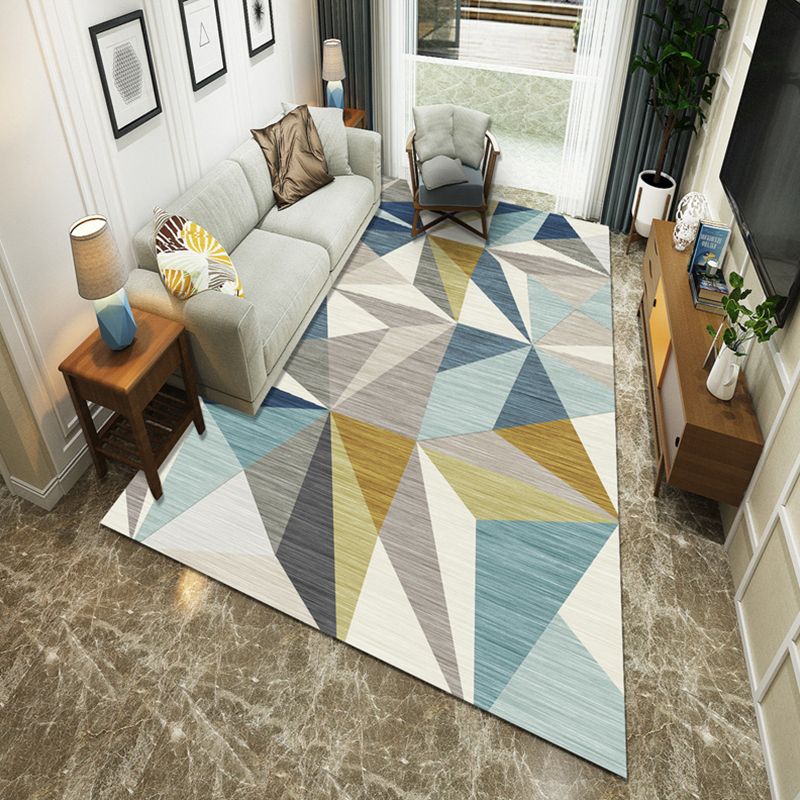 Modernist Geometric Block Rug Multicolor Synthetics Rug Stain Resistant Washable Non-Slip Rug for Family Room