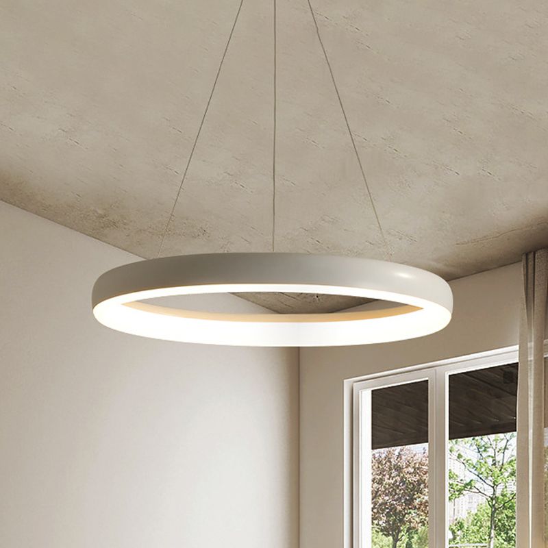 Anello a sospensione del lampadario Minimalista in metallo bianco/nero LED LED LEDULUM LIGHT in luce bianca/calda, 16 "/23,5" /31,5 "Dia