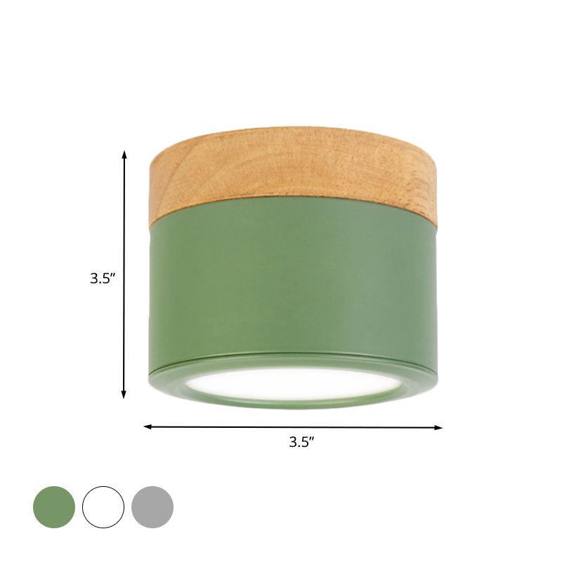 Bathroom Hallway Round Flush Mount Light Acrylic Macaron Loft Small Green/Grey/White Ceiling Lamp