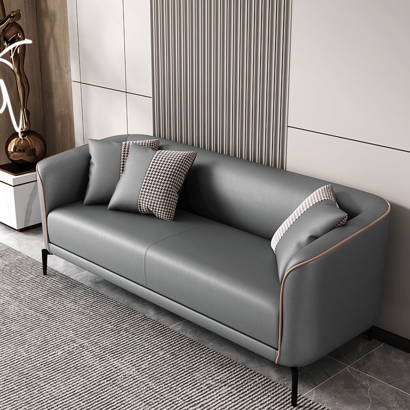Faux Leather Sofa Tuxedo Arm Sofa 25.98" High for Apartment, Stain Resistant
