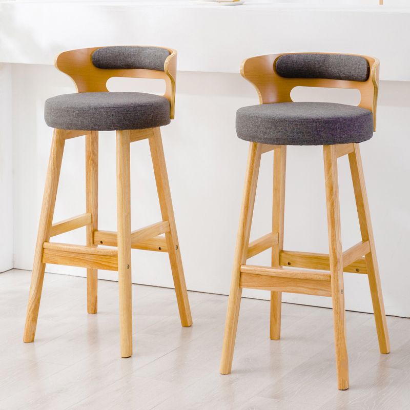 Scandinavian Style Bar-stool with Wooden Legs Round Seat Counter Stool for Kitchen Bar