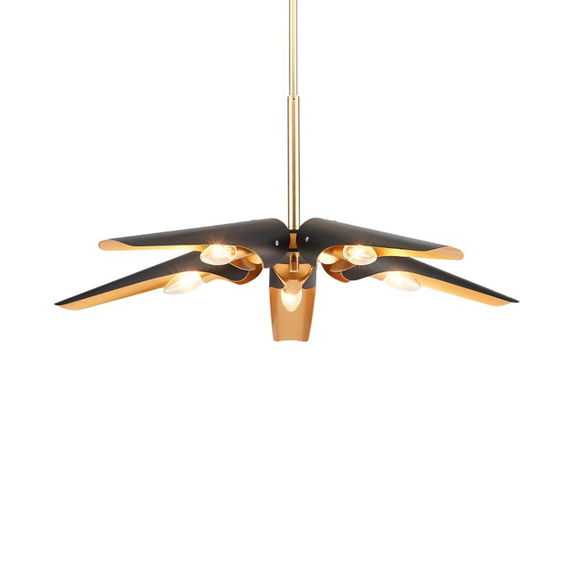 Black Bevel Shade Chandelier Pendant Light Modern 5/8 Lights Metal Pendant Light Kit pour salle à manger