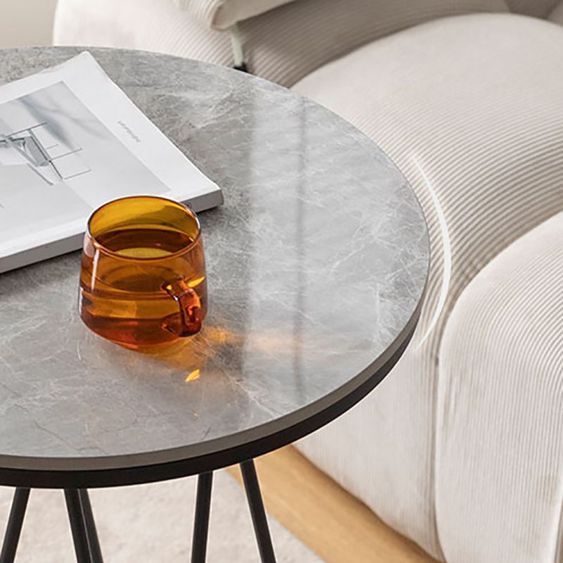 23.6" Tall Modern Round Side End Table One Shelf Side Table with Metal Frame