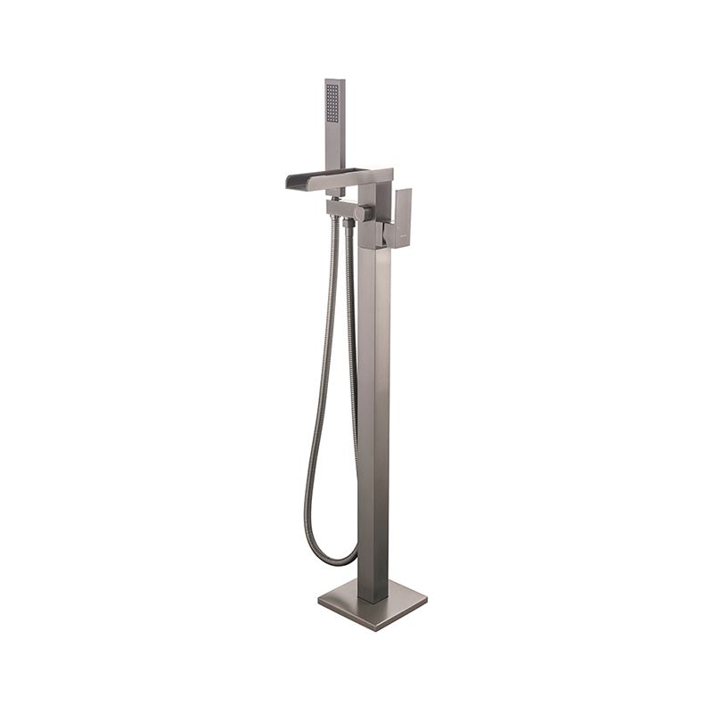 Floor Mounted Metal Freestanding Tub Filler 1 Handle Freestanding Faucet with Hose