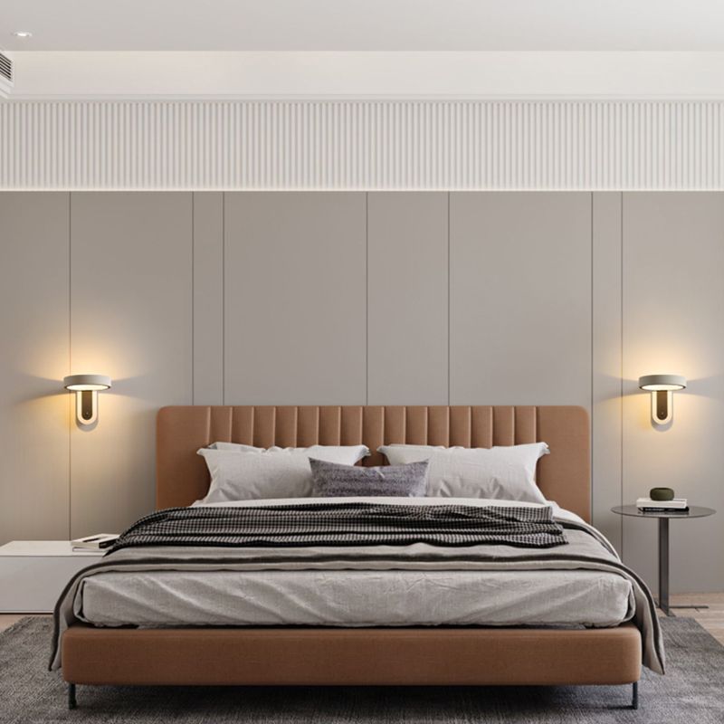 Metal Round Shape Wall Lighting Modern 1-Light Wall Mounted Light Fixture in Gray Finish