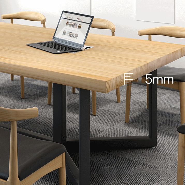 Metal Industrial Rectangle Dining Table Solid Wood Top Table for Kitchen and Dining Room
