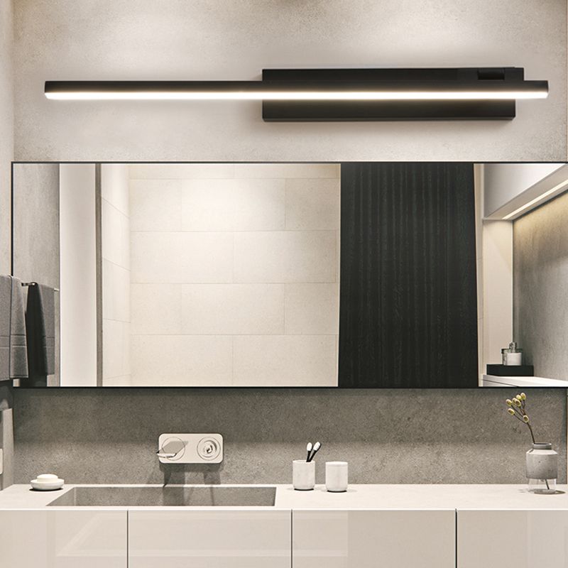Metal Linear Shade Wall Lighting Modern Style Mirror 1 Light Wall Mounted Light Fixture