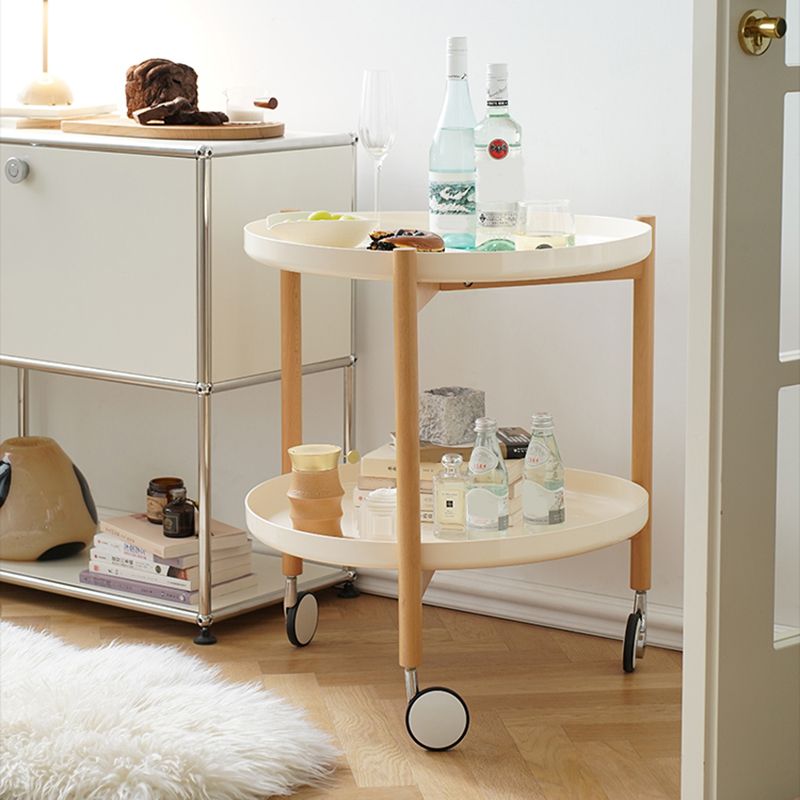 Dia 22.2" Round Side Table Modern Tray Top End Table with Casters