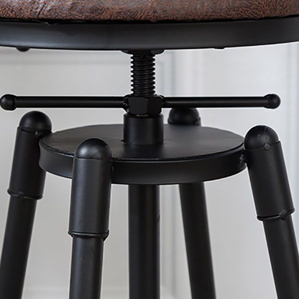 Industrial Metal Barstool Footrest Wood Counter Stool in Matte Finish