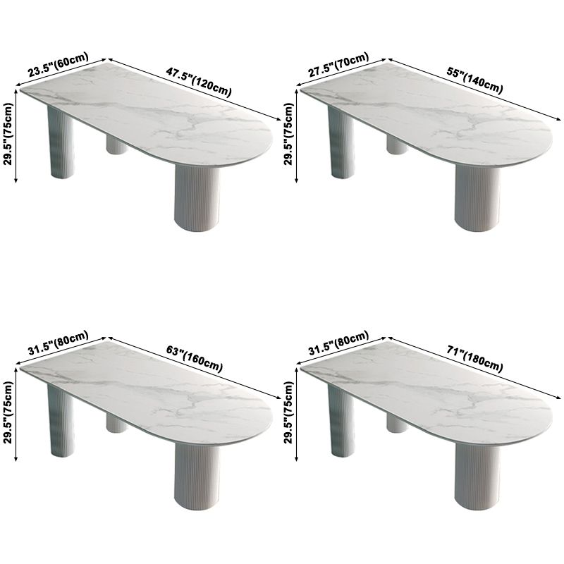 Metal Contemporary Free Form Table White Sintered Stone Table for Dining Room
