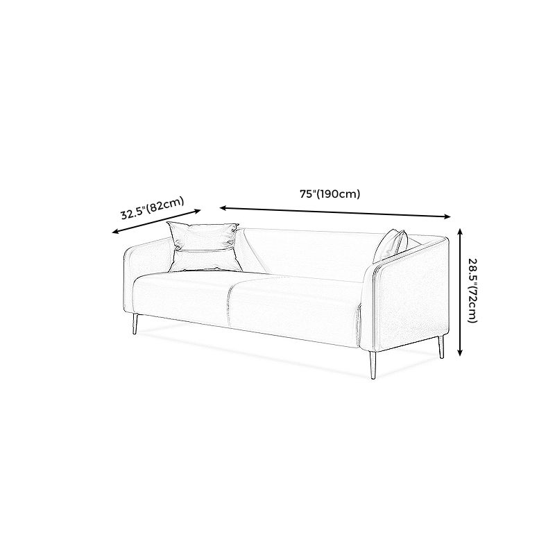 Modern Genuine Leather Sofa Sloped Arm Couch with Tight Seat for Apartment