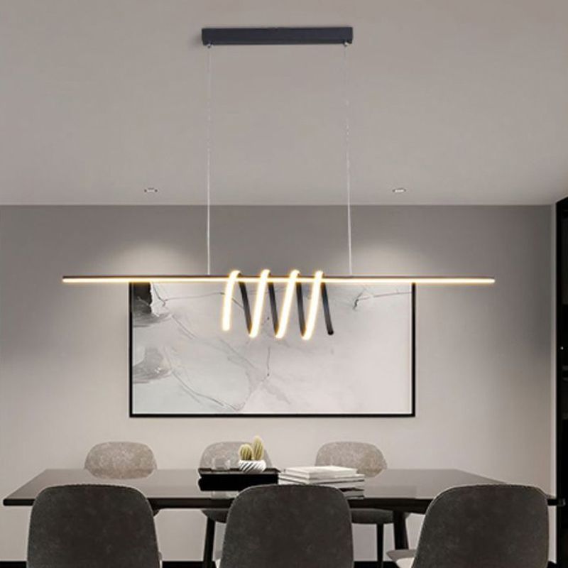 Modern LED Kitchen Island Lighting Black Ceiling Light for Room Foyer