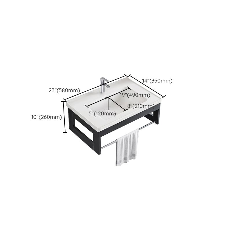 Bathroom Vanity Set Wall Mounted Storage Shelf Ceramic Sink Mirror Vanity Sink with Faucet