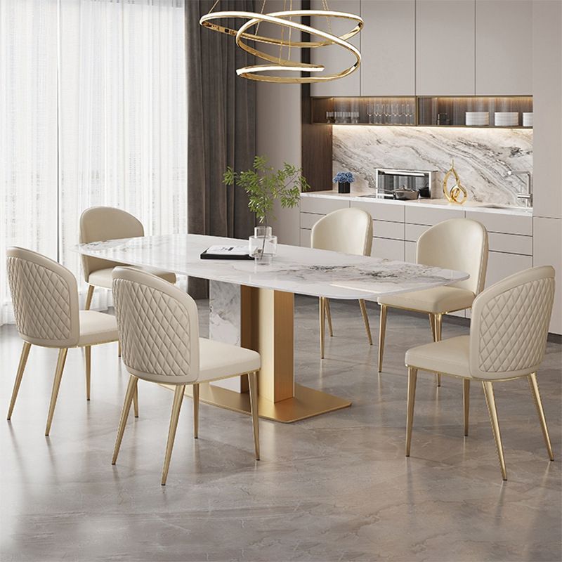 Luxury Sintered Stone Top Dining Set Rectangle 1/2/5/7 Pieces Kitchen Table with Chairs