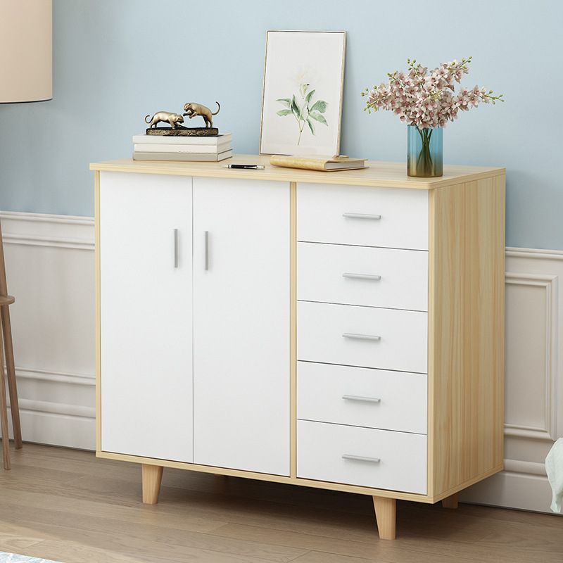 Rectangle Wood Accent Cabinet with 5 Drawers and Straight Legs Side Cabinet