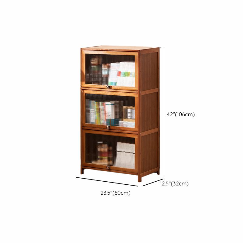 Contemporary Brown Accent Cabinet with Acrylic Doors Rectangle Cabinet