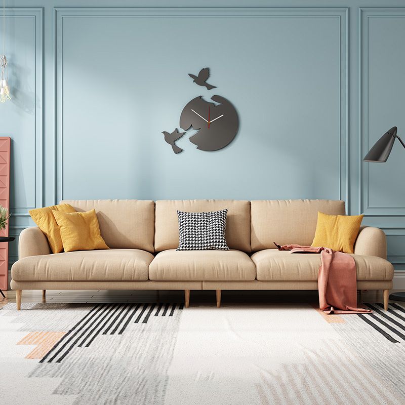 Recessed Arm Cushion Back Contemporary Cotton Living Room Sofa