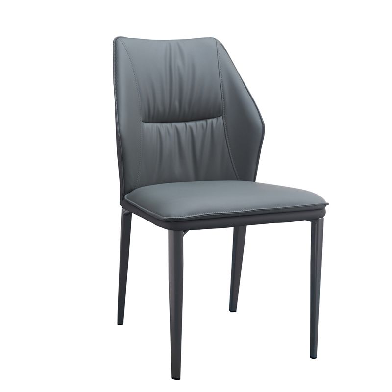 Modern Simple Side Chair Faux Leather Dining Chair with Metal Base for Living Room