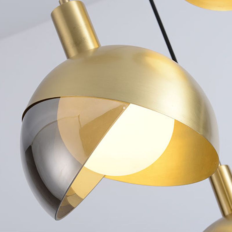 Globe Hanging Ceiling Light Minimalist Metal Bedroom Down Lighting Pendant in Gold