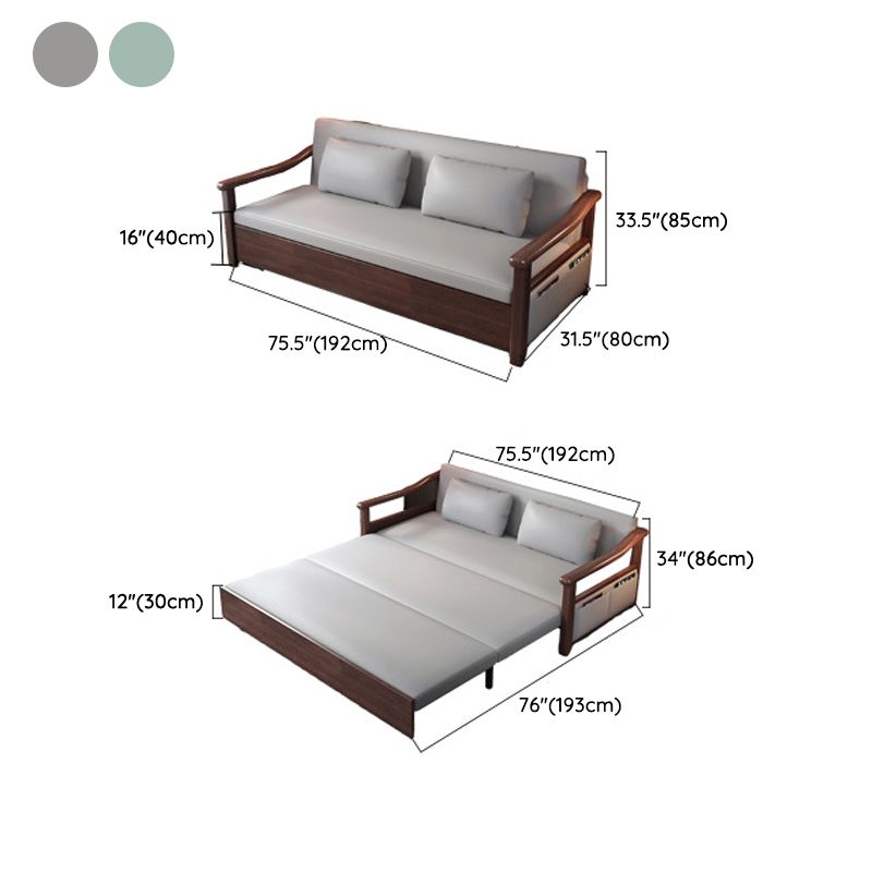 Faux leather Sofa Bed 31.49" Wide Solid Wood  Contemporary Sleeper Sofa