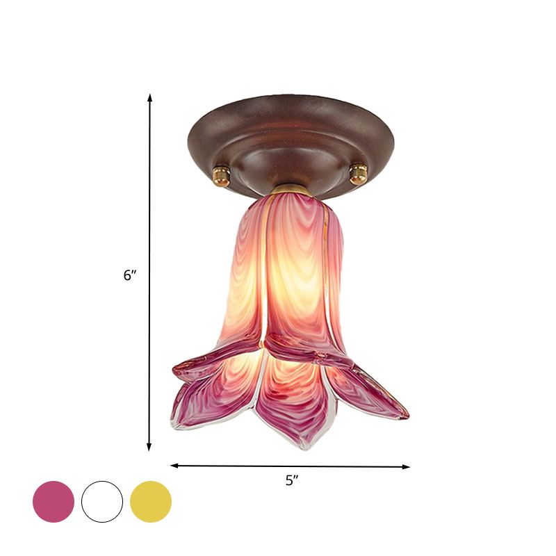 Lily/Tulp metalen plafondlamp landelijk 1-lichts woonkamer LED inbouwverlichting in wit/geel/paars