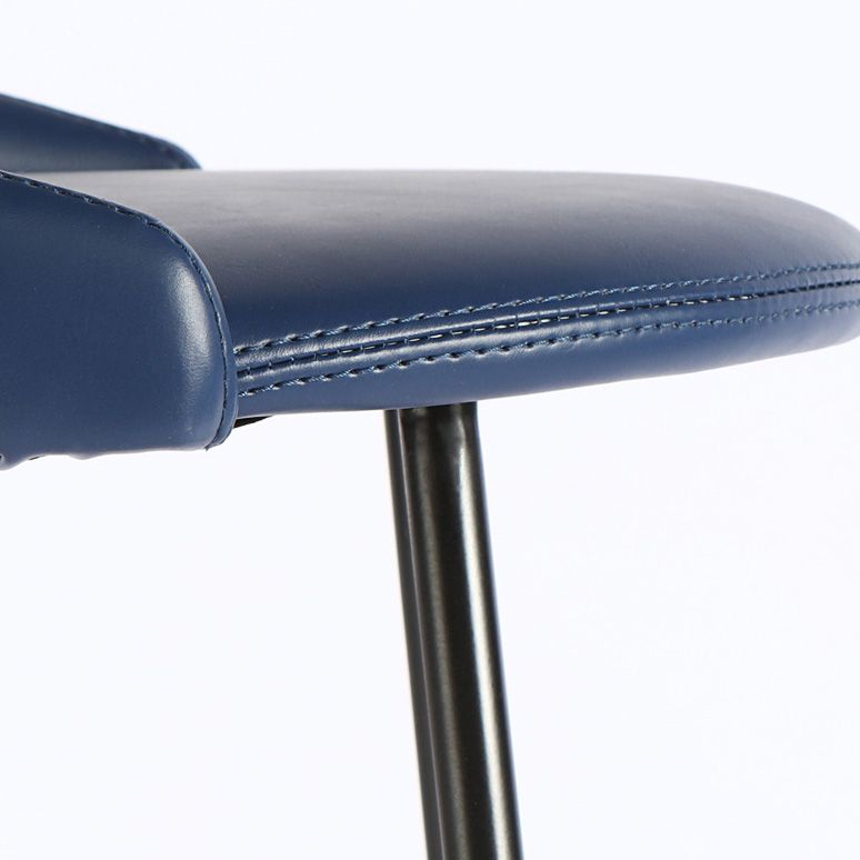 Industrial Metal Barstool Low Back Faux Leather Cushion in Matte Finish for Indoor