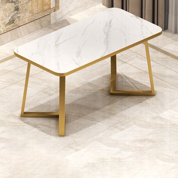 Standard Sintered Stone Top Dining Set with 2 Gold Metallic Legs for Dining Furniture
