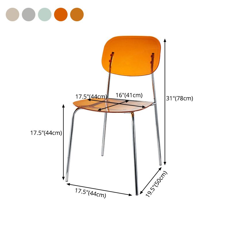 Plastique de chaises latérales de salle à manger à dos ouvert de style industriel dinant des chaises sans bras