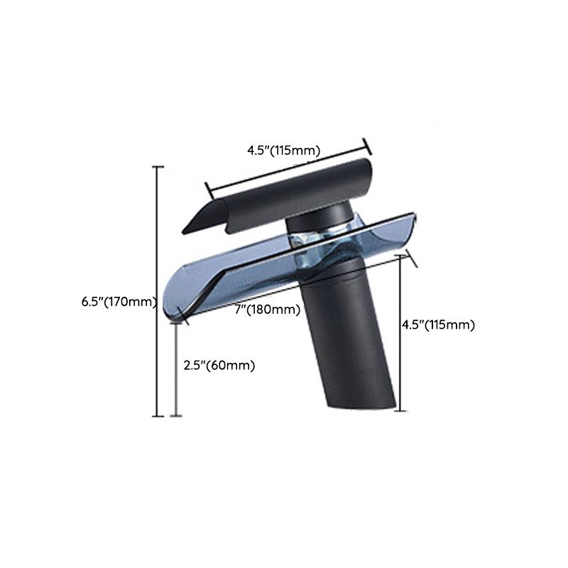 Bathroom LED Faucet Light Lever Handle Waterfall Spout Faucet