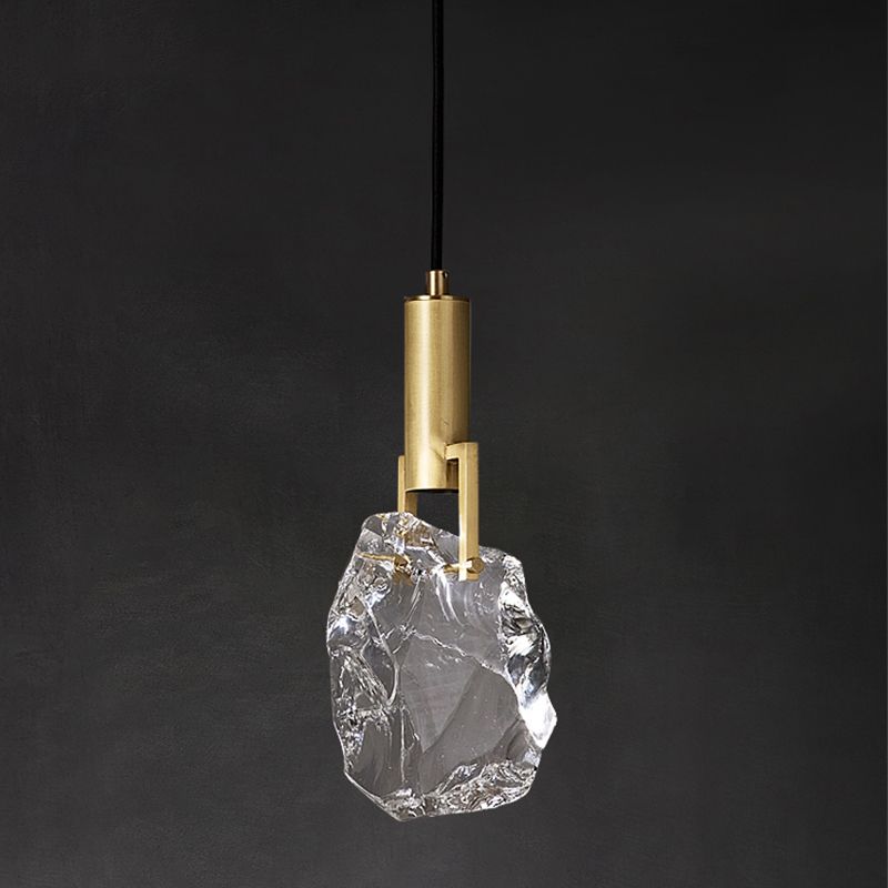 Cristaux clairs bloque les éclairages suspendus 11 "H lampe suspendue en or pour la table à manger