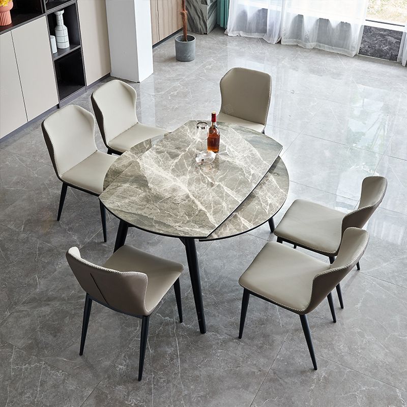 Eenvoud Ronde Eetkamertafel Gesinterde stenen tafel met 4 zwarte poten