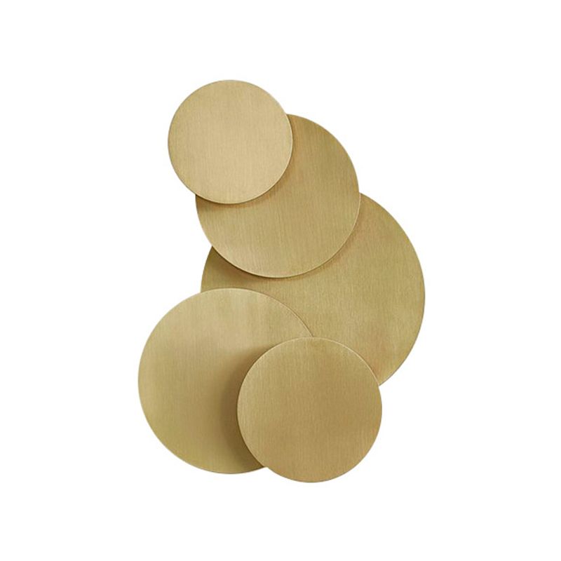 Metallic Disc Wall Mounted Lighting Minimalist 2-Light Brass Finish Sconce Light Fixture