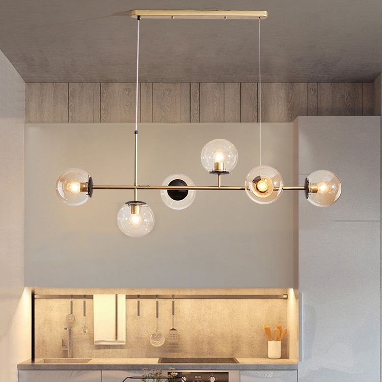 Modern Island Lighting Fixture Glass Hanging Light for Dining Room