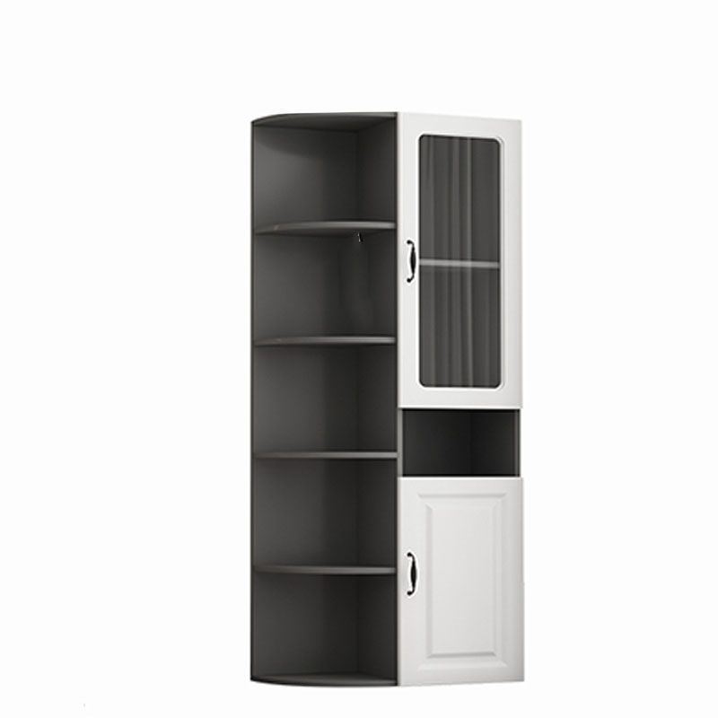 70.9" Tall Modern Glass Paned Bar Pulls Accent Cabinet with Shelves