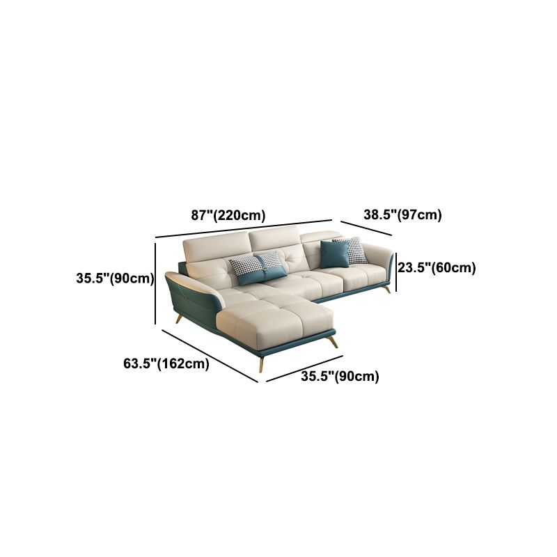 Tuxedo Arm Sectional Sofa 35.43"High Genuine Leather Tufted Split-Back Sofa